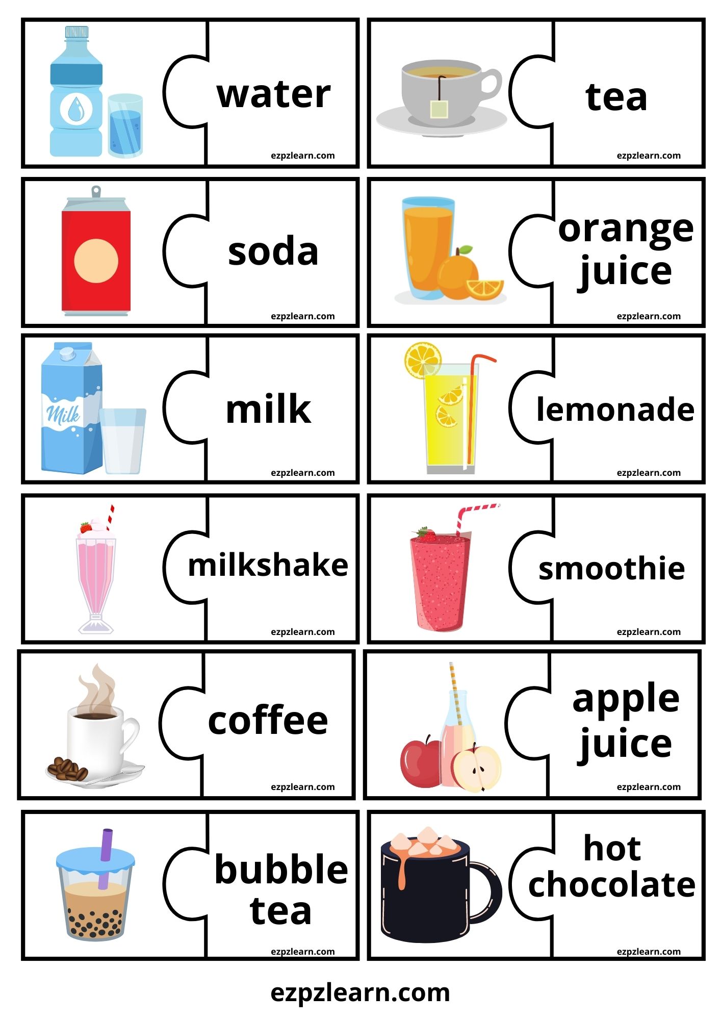 Drinks Word Match Game